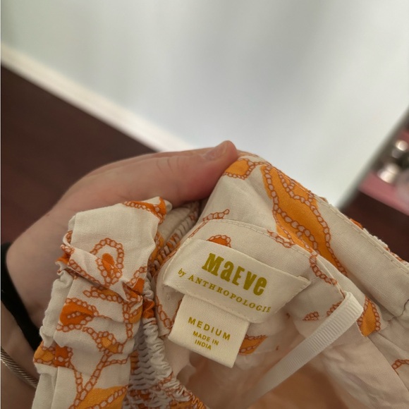 Anthropologie Maeve Orange and Cream Patterned Dress - Picture 2 of 4